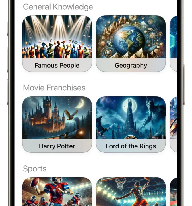 A selection of topics you can find in the CrossCraft app.