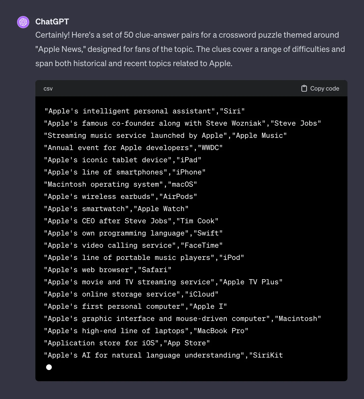ChatGPT saves a lot of time in coming up with related clues & answers.