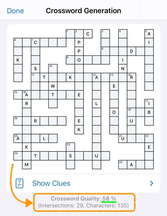 The resulting exported personalized crossword for MacRumors.com