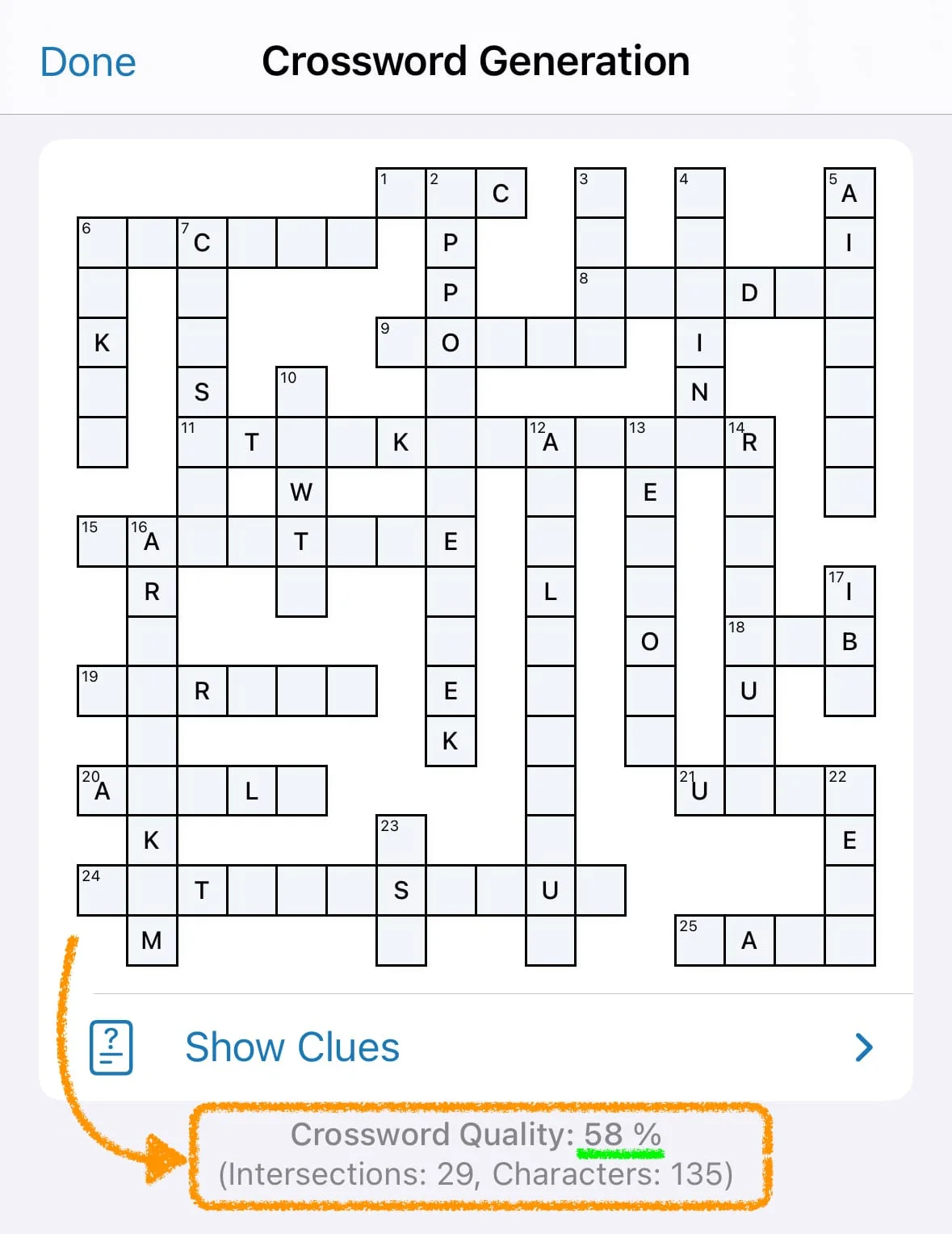 The resulting exported personalized crossword for MacRumors.com
