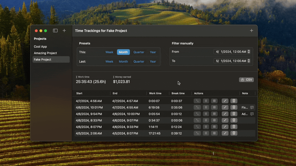FreelanceKit on Mac.