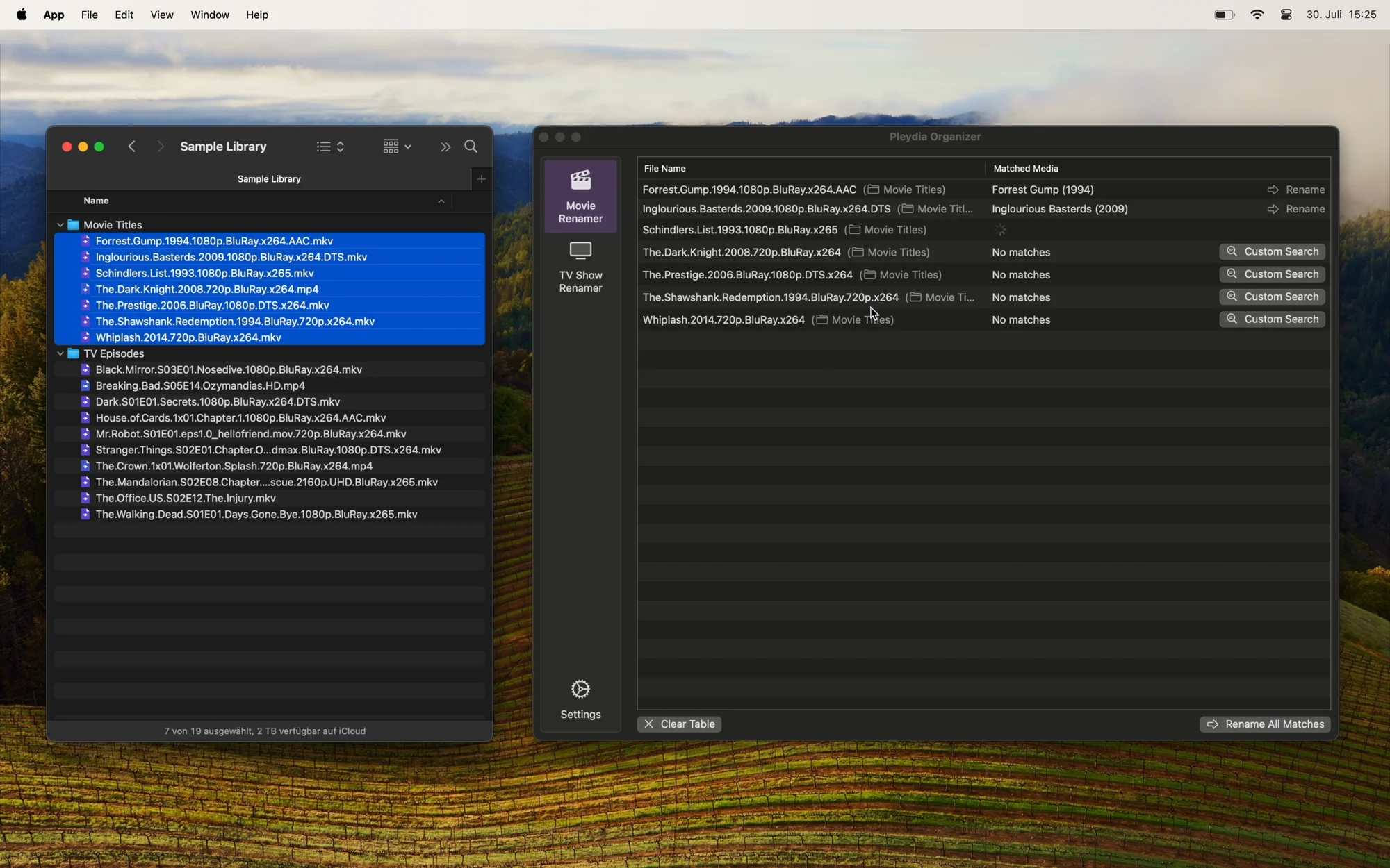 Pleydia Organizer automatically matching Movies after drag & drop