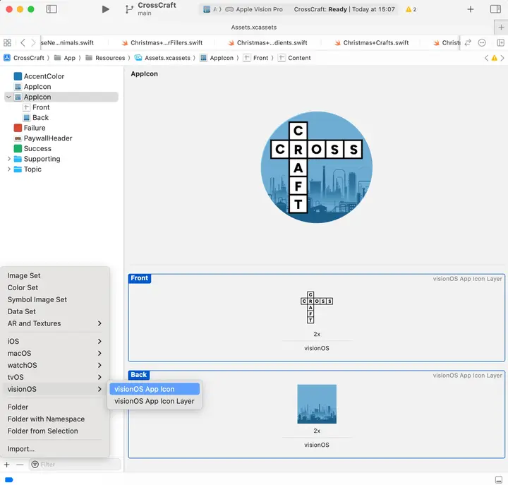 Xcodes preview of your app icon.