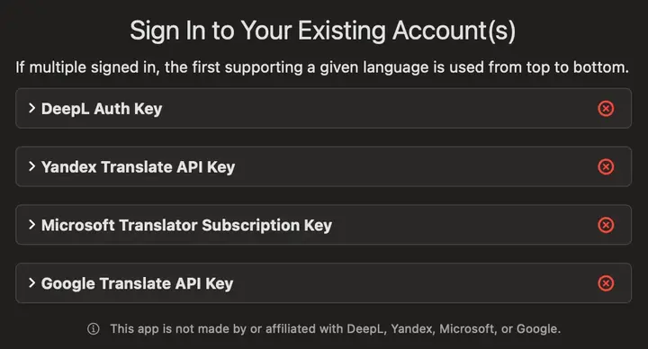 All 3rd-party services expanded linking to registration & API key docs.
