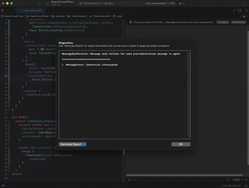 Clicking on “Diagnostics” just stating “MessageError: Connection interrupted”.