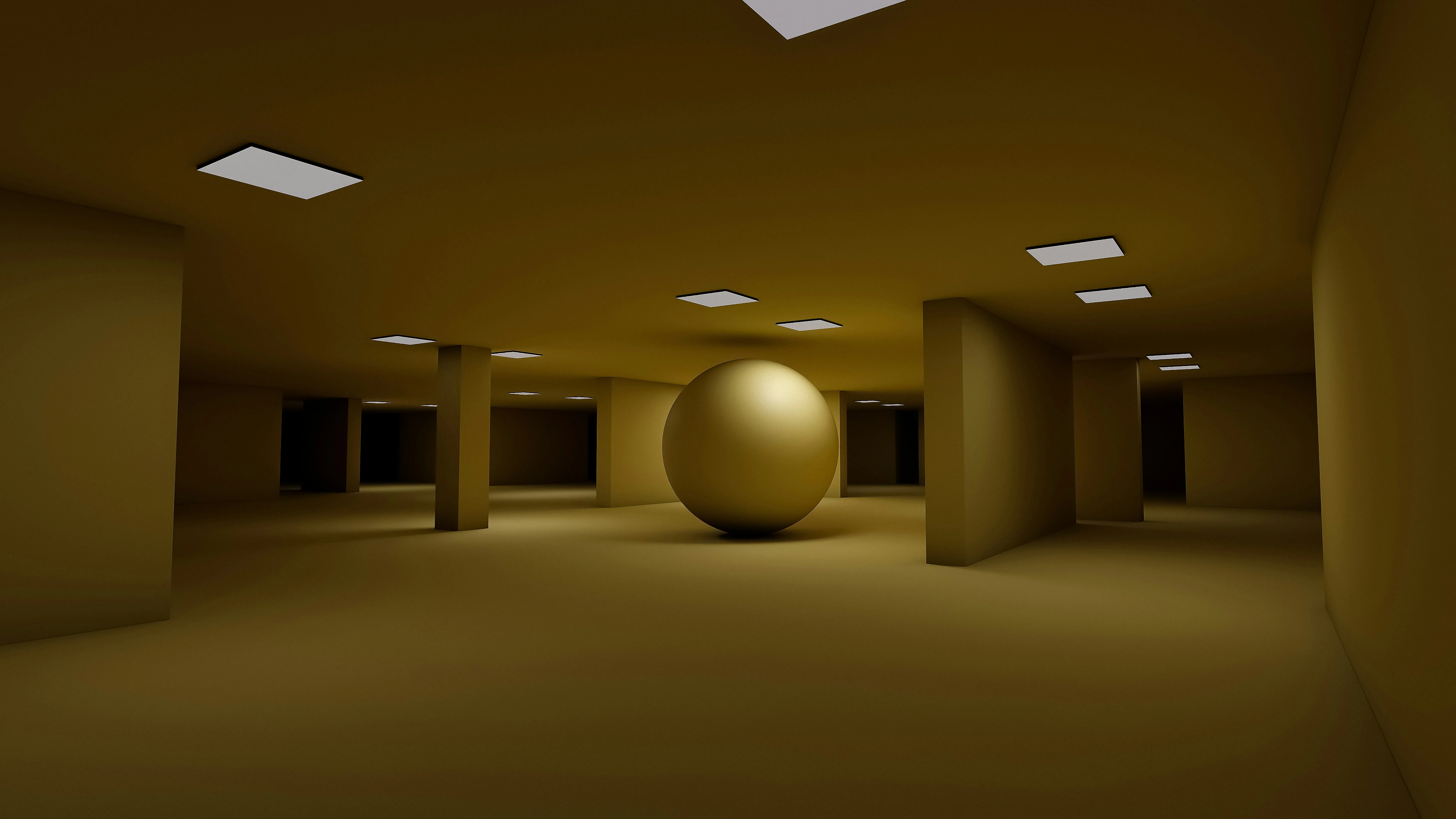 a room with a large ball