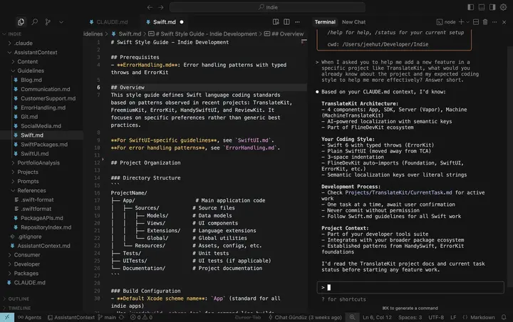 Claude Code in Cursor summarizes what context it has thanks to Context Engineering.
