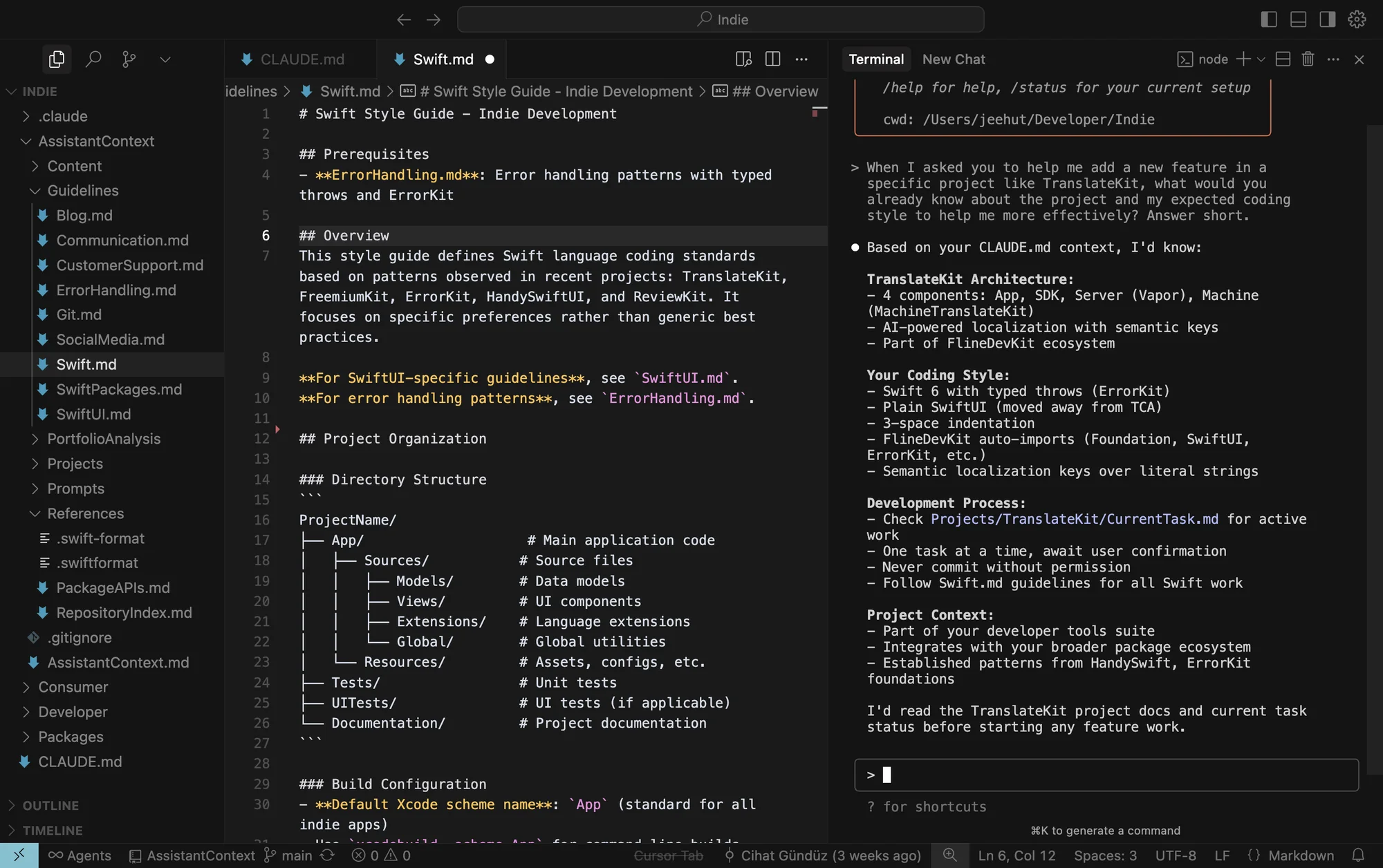 Claude Code in Cursor summarizes what context it has thanks to Context Engineering.