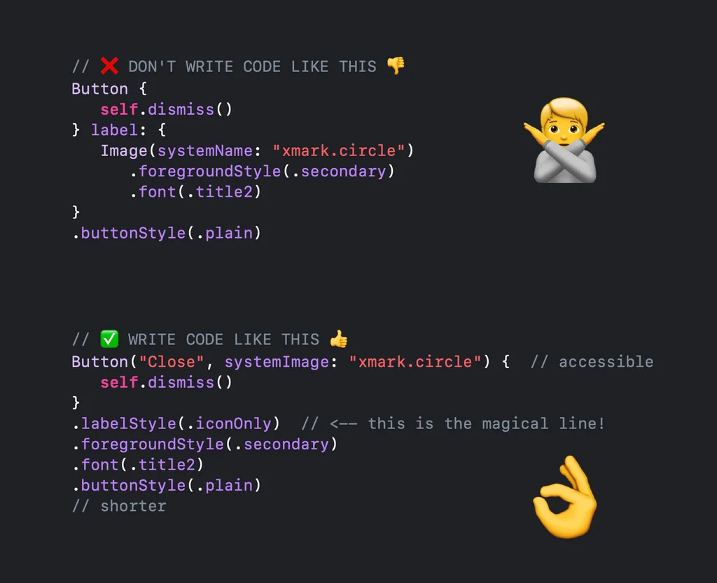Code comparison showing the wrong way versus the right way